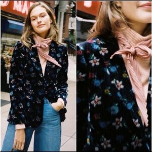 Anthropologie Floral Velvet Blazer Size 0P